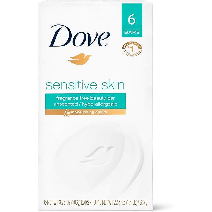 دوف بار دوف بيوتي ينظف ويغذي البشرة الحساسة بلطف ويغسل البكتيريا بفعالية أثناء تغذية بشرتك، 3.75 أونصة، 6 ألواح - Image 1